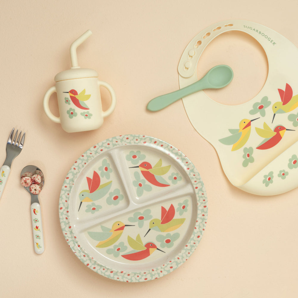 Fresh & Messy Silicone Bib & Spoon Set | Hummingbird