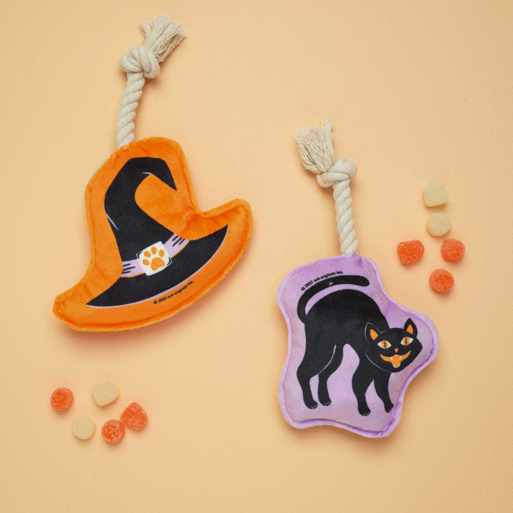 Mini Dog Toy Set | Cat & Witch Hat