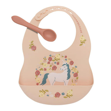 Fresh & Messy 
Silicone Bib & Spoon Set | Unicorn