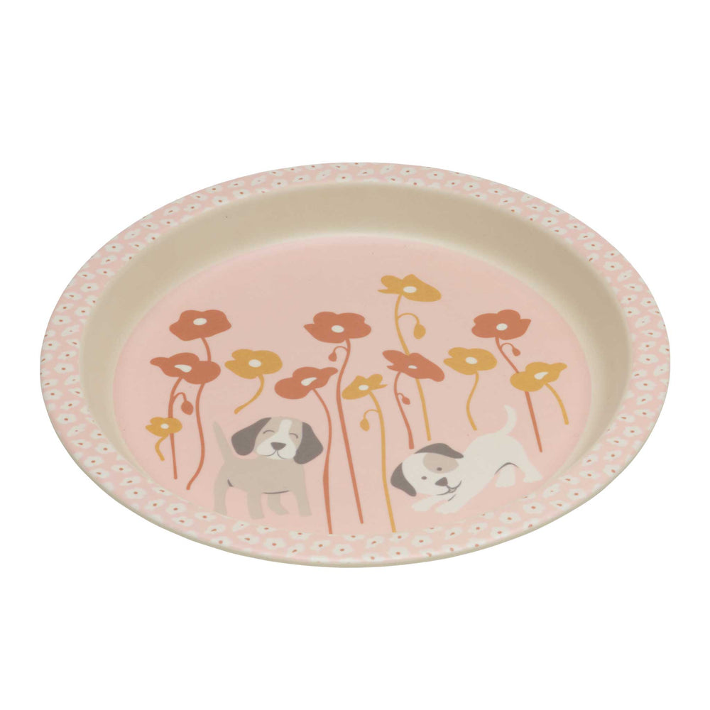 Bamboo Mini Plate | Puppies & Poppies