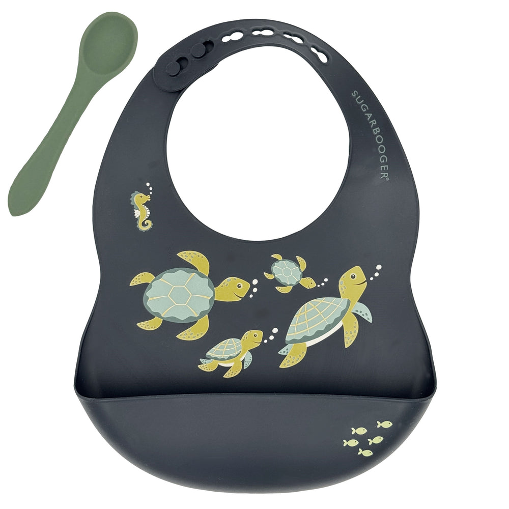 Fresh & Messy Silicone Bib & Spoon Set | Sea Turtle