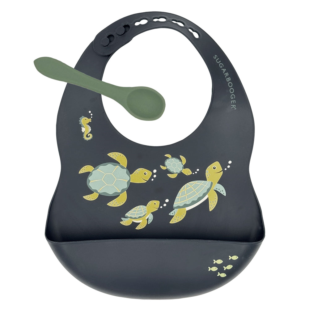 Fresh & Messy Silicone Bib & Spoon Set | Sea Turtle