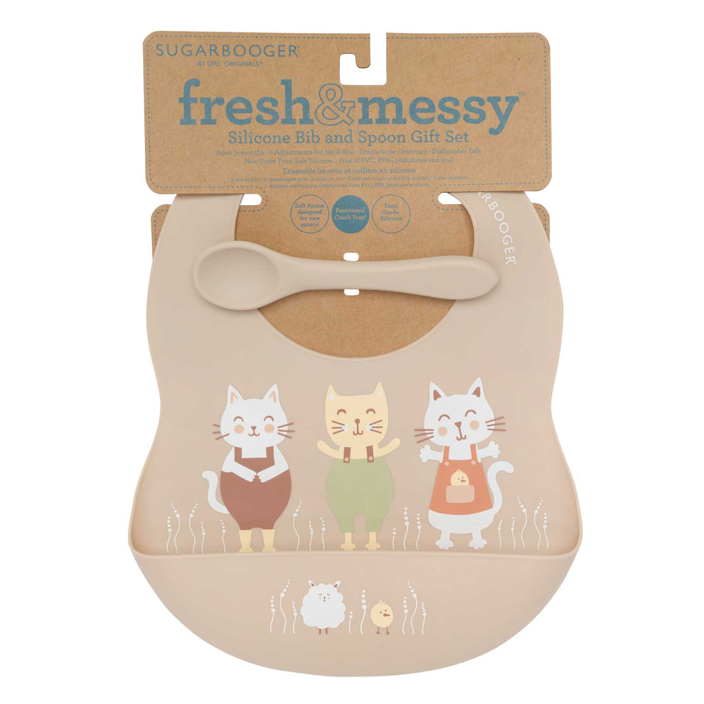 Fresh & Messy Silicone Bib & Spoon Set | Prairie Kitty