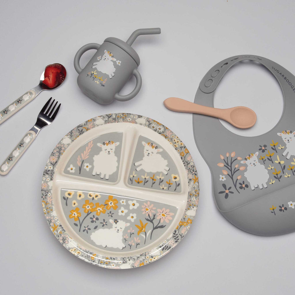 Fresh & Messy Silicone Bib & Spoon Set | Lily the Lamb