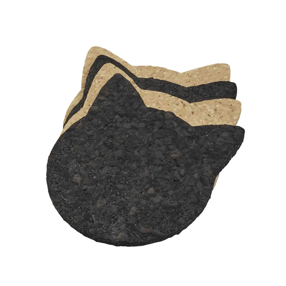 Recycled Rubber Coaster Set | Cat Head
