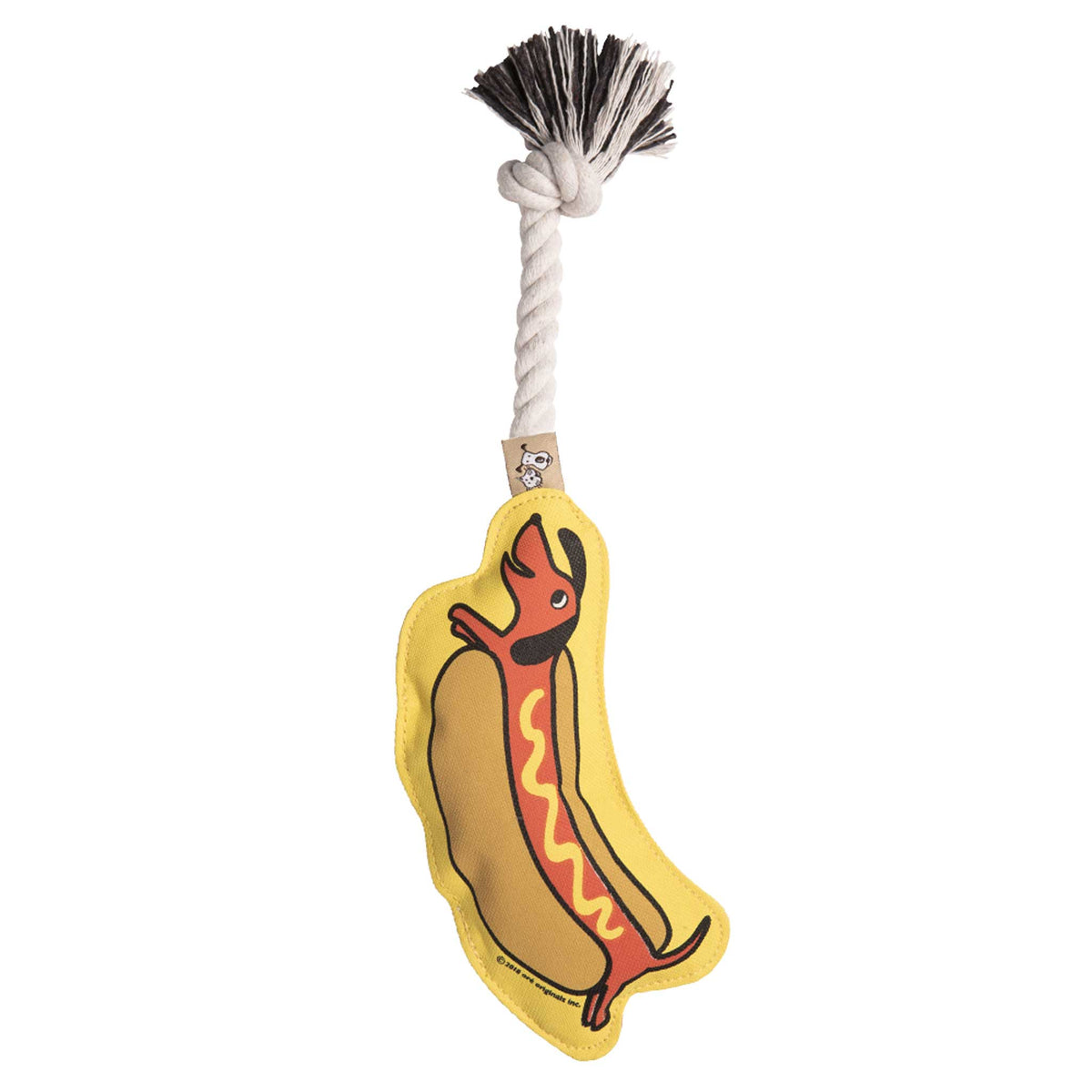 Weiner Hot Dog Dachshund Rope Dog Toy with Squeaker