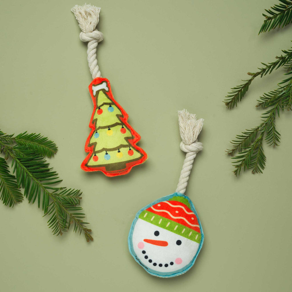 Mini Dog Toy Set | Tree & Snowman