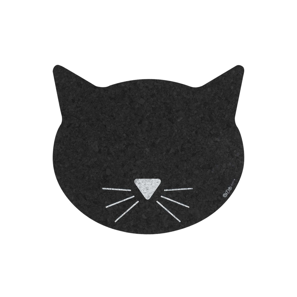 Pet Placemat | Recycled Rubber Black Cat Face