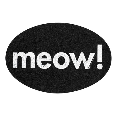 Pet Placemat | Recycled Rubber Oval Meow Black